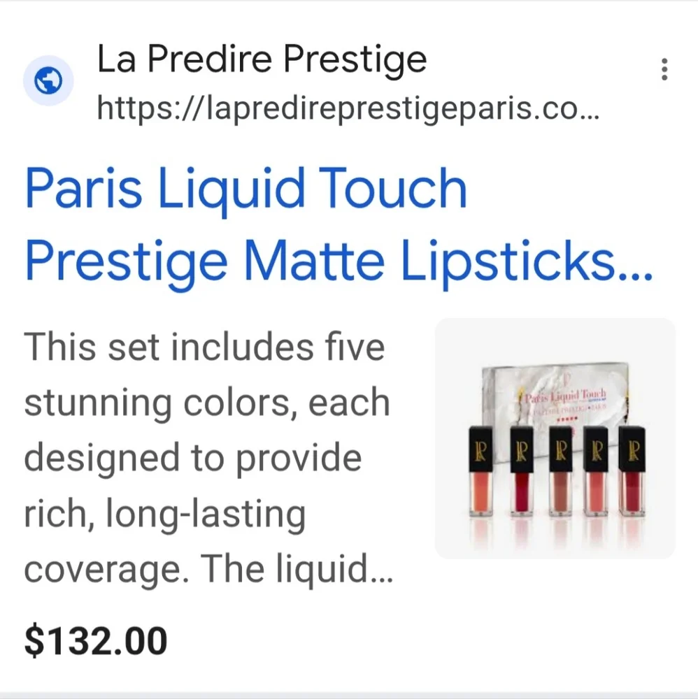 NIB-5PC Paris Liquid Touch Predire Matte Lipsticks Set